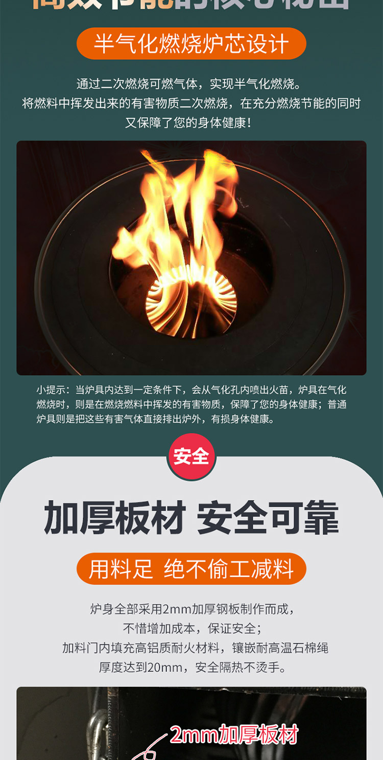 1.2米三鍋位帶烤箱中號藏爐 — 多功能家用取暖藏爐【爐具】焱森爐業